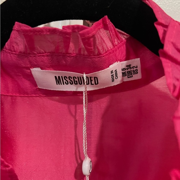 Missguided puff sleeve sheer pink blouse - Picture 2 of 4